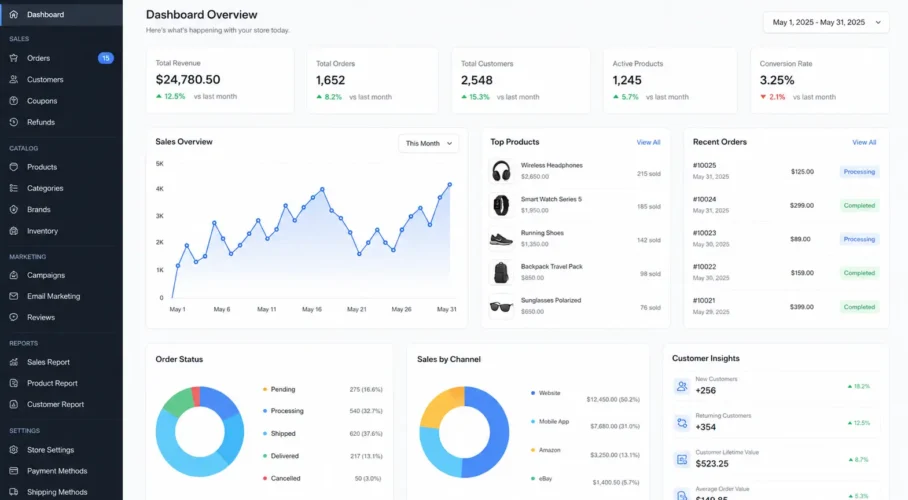"We built a custom e-commerce solution optimized for fast load times and seamless checkout flows. The platform features an advanced inventory management system, custom payment gateway integrations, and fully responsive layouts that reduced cart abandonment rates by 35%."